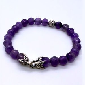DAVID YURMAN 925 Sterling Silver 8mm Amethyst Spiritual Waves Bead Brace…